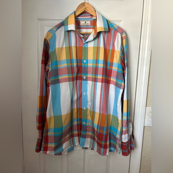 Southern Pines Colorful Cotton Poplin Plaid Men's Shirt Large - Picture 1 of 6